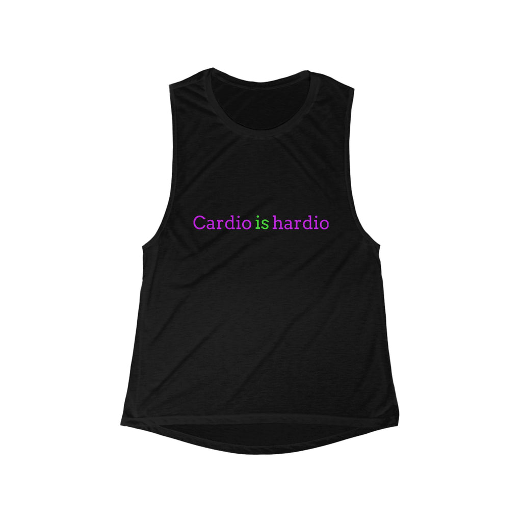 "Cardio Is Hardio" women's flowy scoop muscle tank