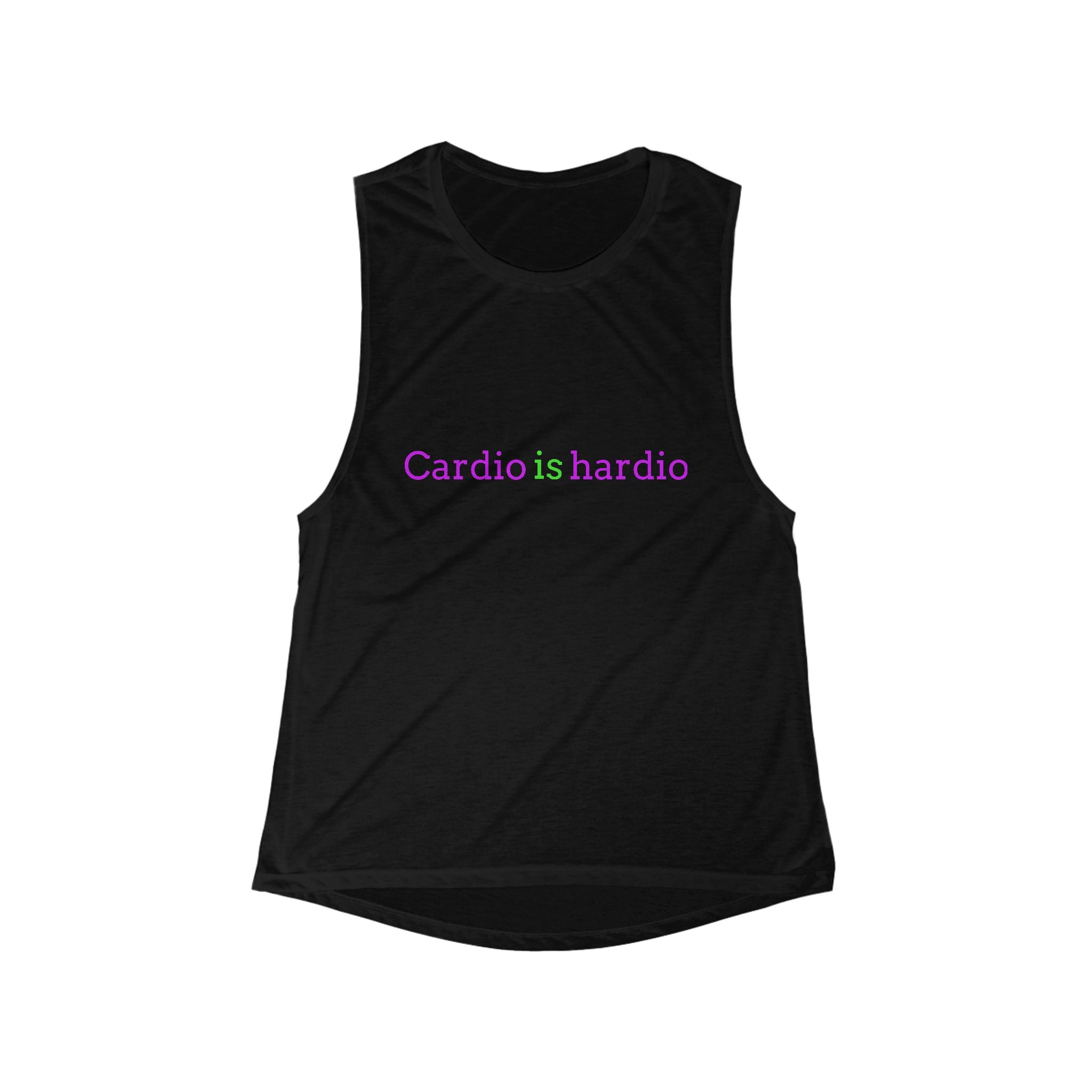 "Cardio Is Hardio" women's flowy scoop muscle tank
