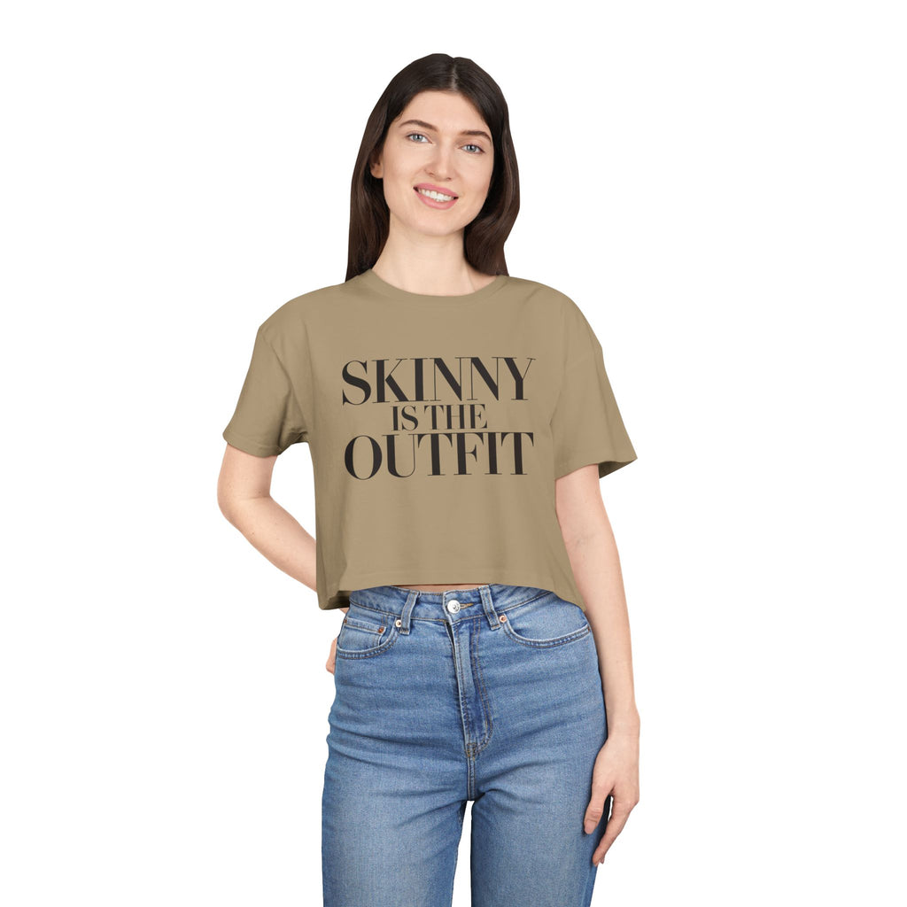 "Skinny is the outfit" fitness crop tee