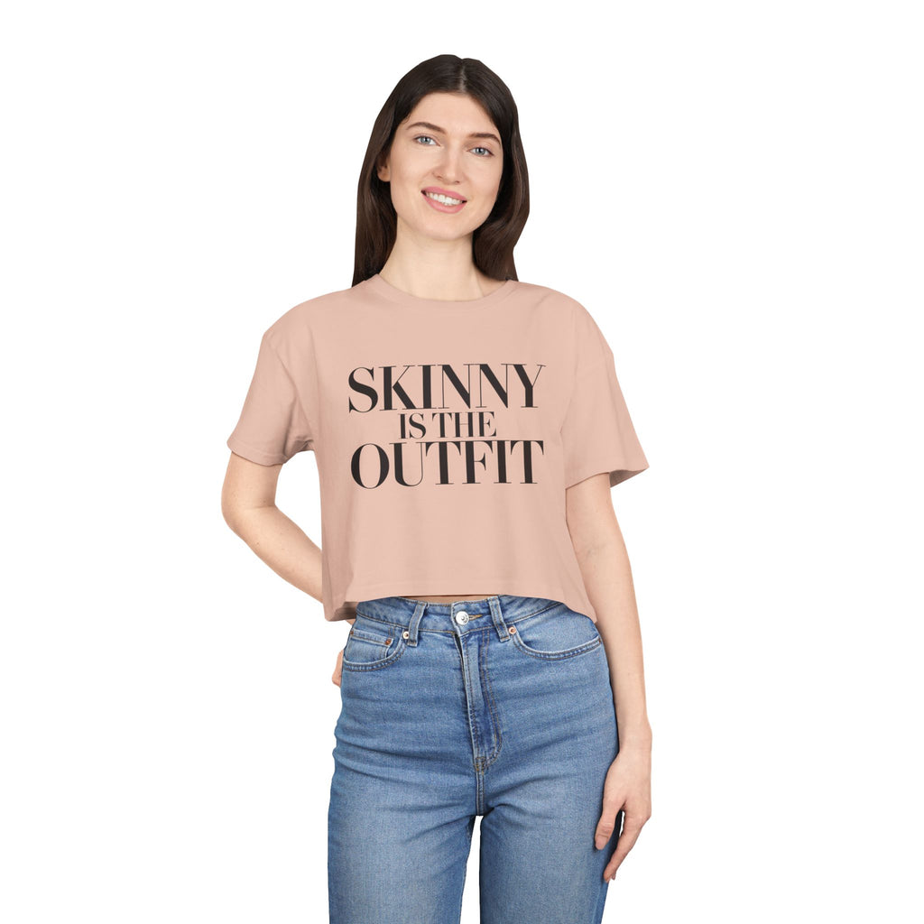 "Skinny is the outfit" fitness crop tee