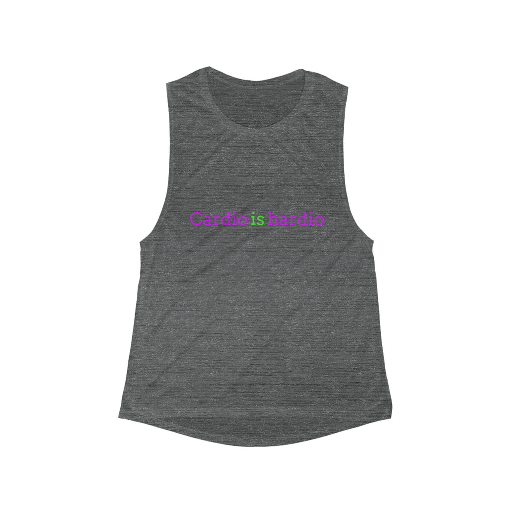 "Cardio Is Hardio" women's flowy scoop muscle tank