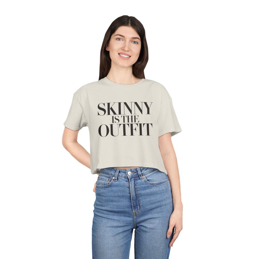 "Skinny is the outfit" fitness crop tee