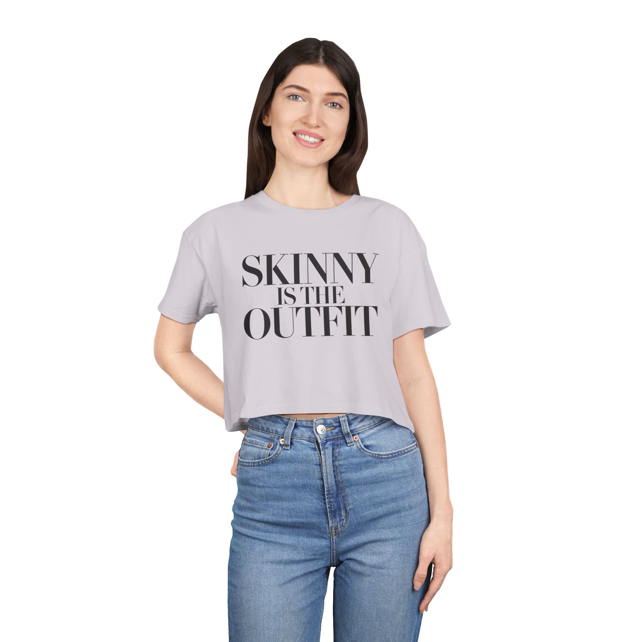 "Skinny is the outfit" fitness crop tee