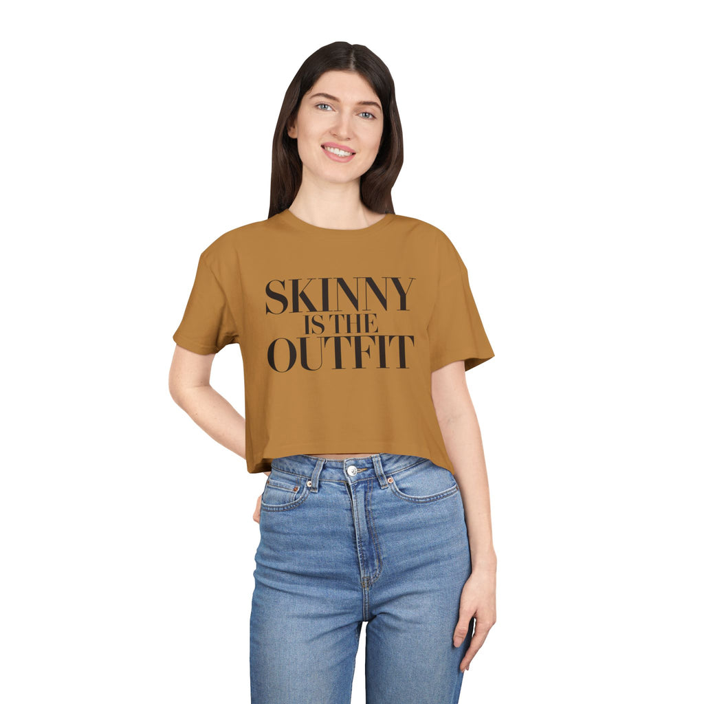 "Skinny is the outfit" fitness crop tee