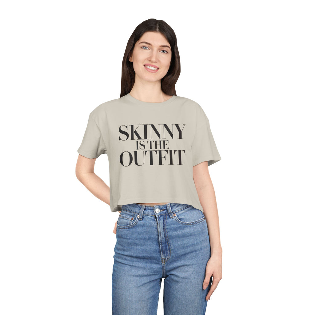 "Skinny is the outfit" fitness crop tee